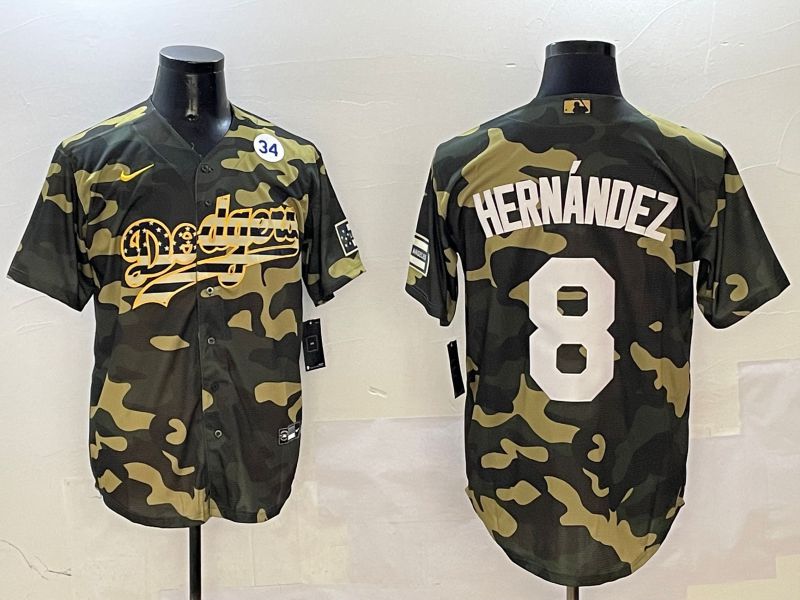 Men Los Angeles Dodgers 8 Hernandez Camo Joint Name 2025 Nike MLB Jersey style 6